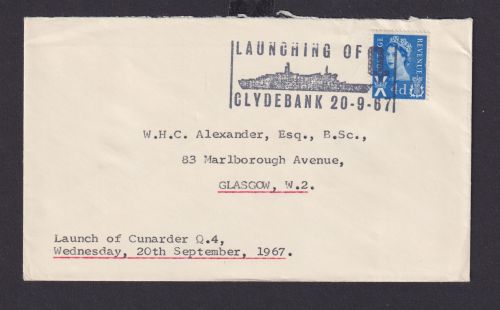 Großbritannien Schiffspost Brief Schottland Glasgow Launching of Clydebank