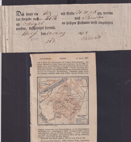 Postsache Neisse Schlesien früher Post Einzahlschein nach Breslau dazu altes