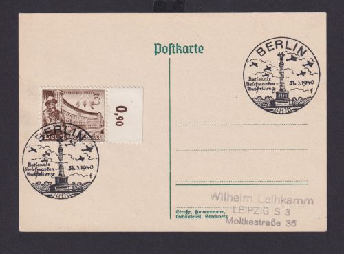 Berlin Deutsches Reich Drittes Reich Karte Philatelie SST Nationale Briefmarken