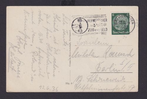 Bremerhaven Deutsches Reich Drittes Reich Karte SST Fernsprecher spart Zeit und