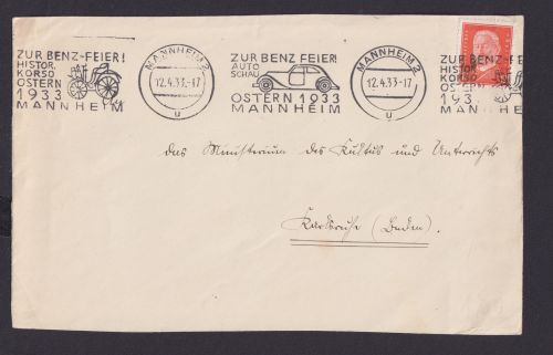 Mannheim Baden Württemberg Deutsches Reich Drittes Reich Brief Automobile