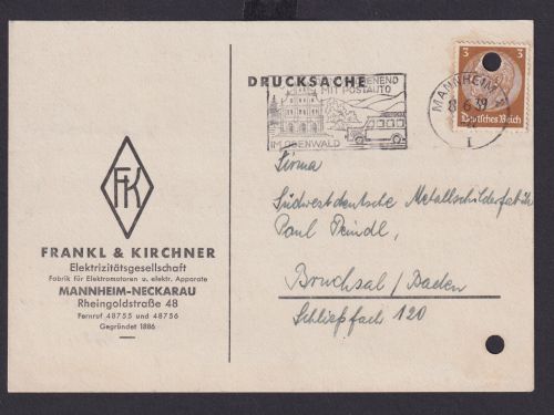 Mannheim Baden Württemberg Deutsches Reich Drittes Reich Karte Postasache SST