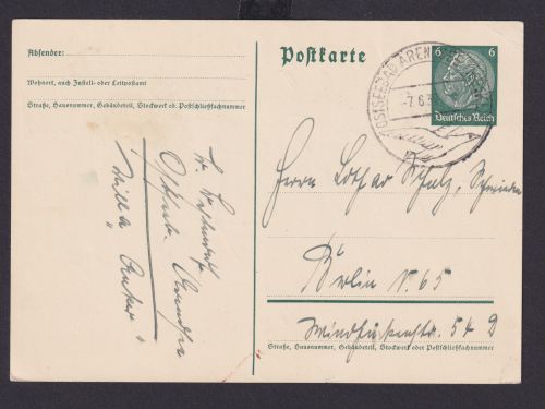 Ganzsache Arensee Ostseebad Mecklenburg Vorpommern Deutsches Reich Drittes