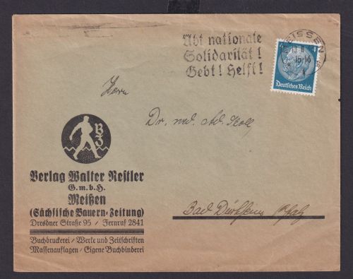 Meissen Sachsen Deutsches Reich Drittes Reich Brief SST Übt nationale