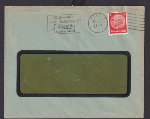 Kiel Schleswig Holstein Deutsches Reich Drittes Reich Brief SST Weihnachts und