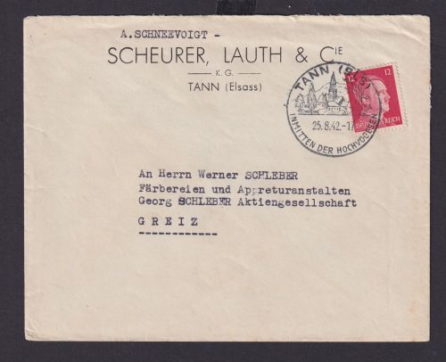 Tann Elsaß Frankreich Deutsches Reich Drittes Reich Brief SST Inmitten der