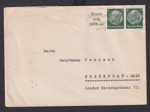 Marburg Hessen Deutsches Reich Drittes Reich Brief Postsache Vergiß nicht