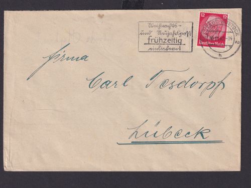 Rostock Seestadt Mecklenburg Vorpommern Deutsches Reich Drittes Reich Brief SST