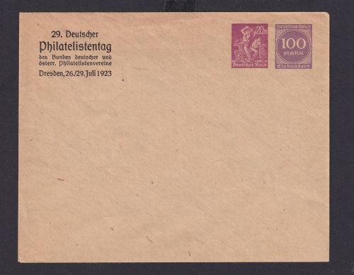 Deutsches Reich Privatganzsache 29. Deutscher Philatelistentag Dresden mit SST