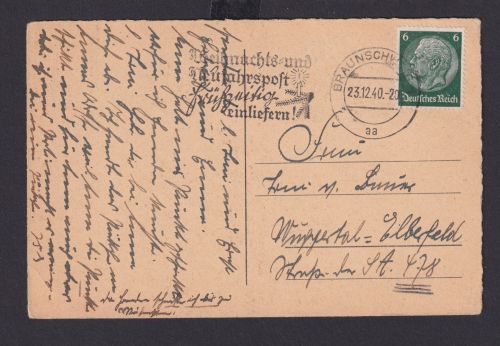 Braunschweig Niedersachsen Deutsches Reich Drittes Reich Ansichtskarte Postsache