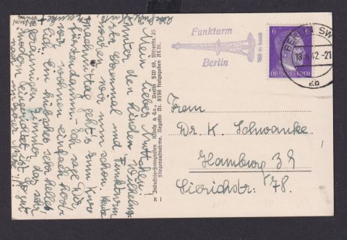 Berlin Deutsches Reich Drittes Reich Ansichtskarte SST Funkturm berlin n.