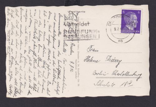 Dresden Sachsen Deutsches Reich Drittes Reich Ansichtskarte Postsache SST
