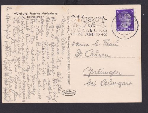 Würzburg Bayern Deutsches Reich Drittes Reich Ansichtskarte Kultur Musik Anlass