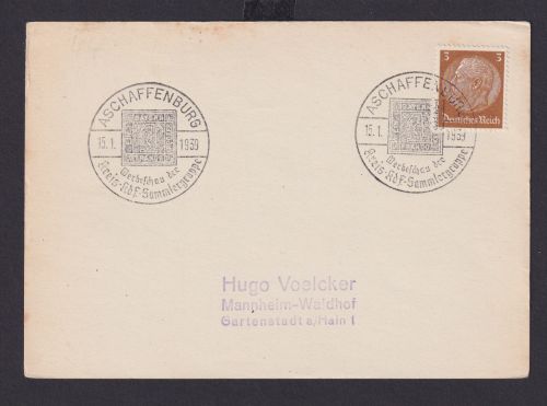 Aschaffenburg Bayern Deutsches Reich Drittes Reich Karte Philatelie Anlass SST