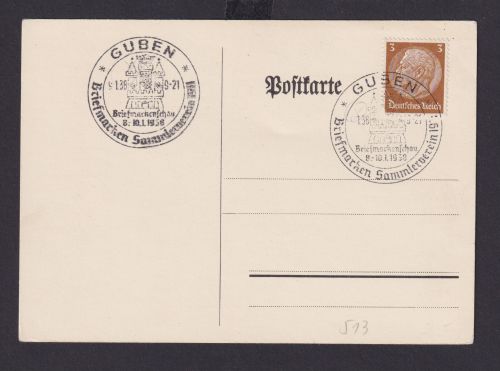 Guben Brandenburg Deutsches Reich Drittes Reich Karte Philatelie SST Briefmarken
