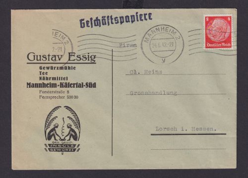 Mannheim Baden Württemberg Deutsches Reich Drittes Reich Brief Geschäftspapiere