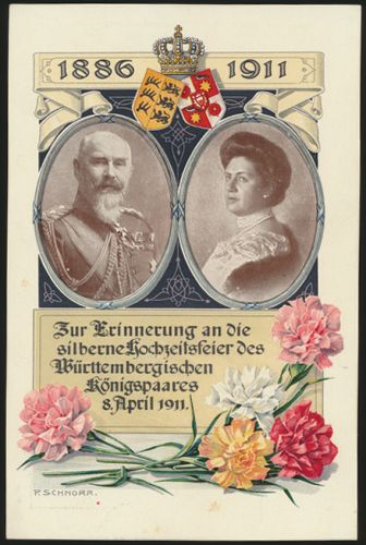 Reich Privatganzsache PP 27C125 Hochzeit Königspaar Württemberg Künstler Schnorr
