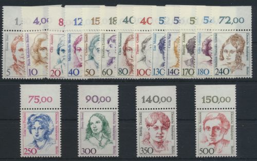 Berlin Frauen komplett 17 Werte vom Oberrand Luxus postfrisch MNH Kat. 70,00++