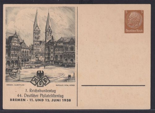 Deutsches Reich Künstler Privatganzsache Philatelie Bremen 3. Reichsbundestag