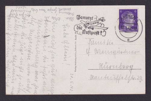 Aachen NRW Deutsches Reich Drittes Reich Ansichtskarte Flugpost SST Benutz die