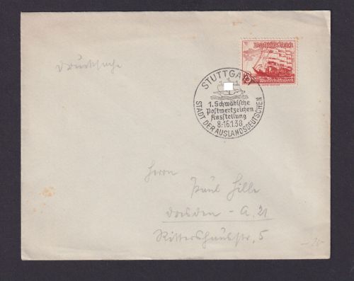 Stuttgart Baden Württemberg Deutsches Reich Drittes Reich Brief Philatelie SST