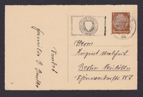 Berlin Deutsches Reich Drittes Reich Ansichtskarte SST Eigene Vorsicht Bester