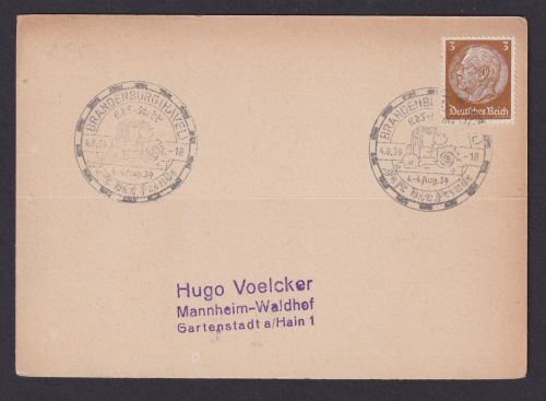 Brandenburg a. d. Havel Deutsches Reich Drittes Reich Karte Anlass SST KdF Stadt