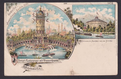 Ansichtskarte Berlin Gewerbeausstellung Berlin 1896 Haupt Restaurant Wasserthurm