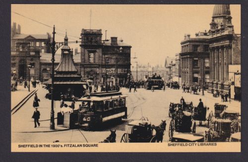 Ansichtskarte Sheffield Fitzalan Square Strassenbahn Pferdefuhrwerk