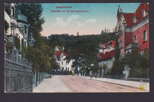 Ansichtskarte Saarbrücken Saarland Talstrasse Winterberg Denkmal Feldpost n.