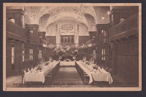 Ansichtskarte Berlin Gastronomie Weinhaus Rheingold Bankett Saal n.