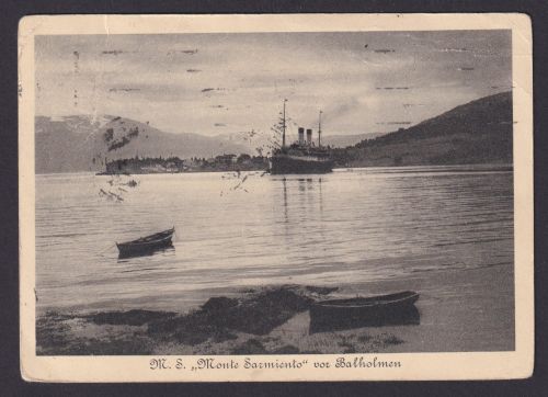 Ansichtskarte Balholmen Norwegen Schifffahrt Seefahrt Marine MS Monte Sarmiento
