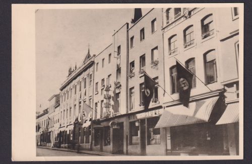 Ansichtskarte Aachen NRW NS-Zeit Reichsfahnen Hakenkreuz Strassenansicht 1938