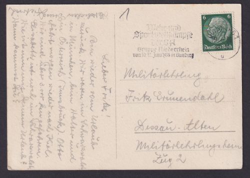 Duisburg NRW Deutsches Reich Ansichtskarte Propaganda SST Wehr u.Sportwettkämpfe