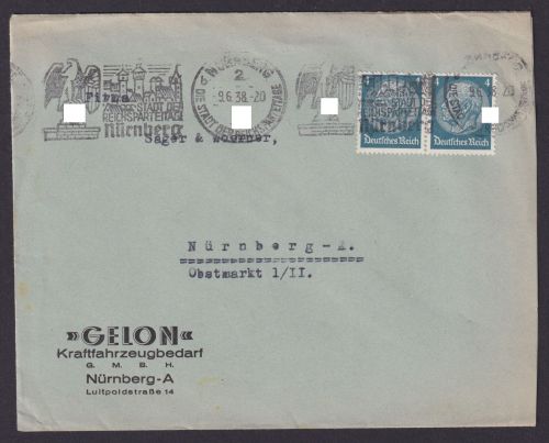 Nürnberg Bayern Deutsches Reich Brief SST Stadt der ....... Nürnberg