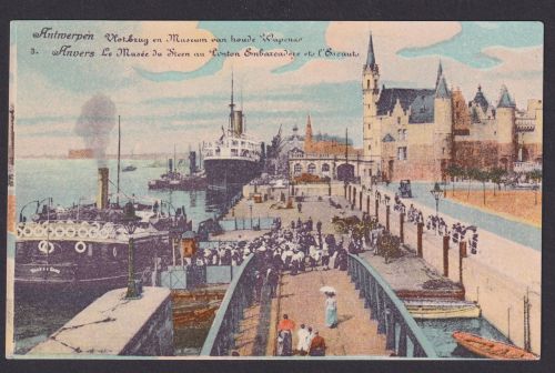 Ansichtskarte Antwerpen Belgien Künstlerkarte Hafen Meer Schiffe Kai