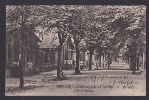 Ansichtskarte Truppenübungsplatz Friedrichsfeld Hessen Karlstrasse Feldpostkarte
