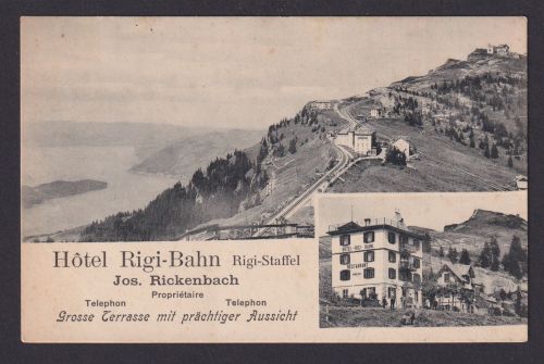 Ansichtskarte Rigi Staffel Schweiz Rigi Kaltbad Gastronomie Hotel Rogi Bahn