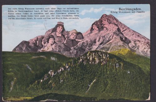 Berggesichter Ansichtskarte Berchtesgaden Bayern Sage König Watzmann