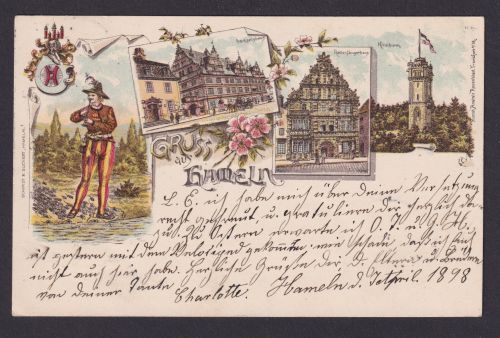 Ansichtskarte Hameln Niedersachsen Hochzeitshaus Rattenfänger n. Gelsenkirchen