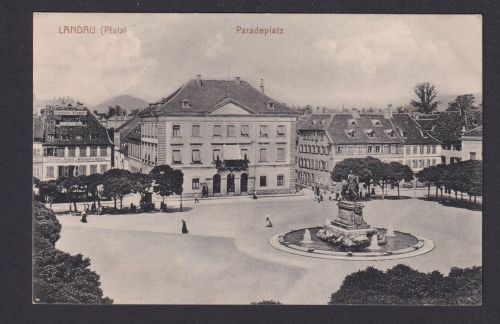 Ansichtskarte Landau Rheinland Pfalz Paradeplatz Denkmal Feldpost n.Braunschweig