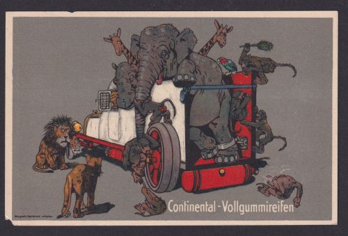 Ansichtskarte Reklame Continental Vollgummireifen Scherzkarte Humor
