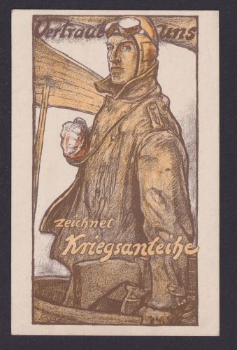 Ansichtskarte Militaria Soldat Flieger Krieg Vertraut uns zeichnet Kriegsanleihe