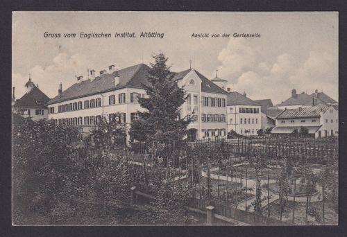 Ansichtskarte Altötting Bayern Bildung Englisches Institut mit Gartenansicht