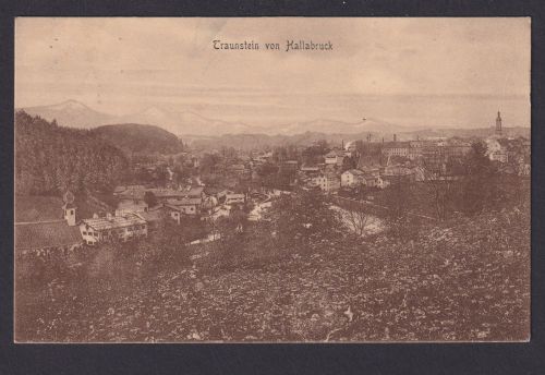 Ansichtskarte Traunstein Bayern Blick v. Hallabruck n. Miesbach Bayern