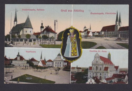 Ansichtskarte Altötting Bayern Gnadenkapelle Rathaus Basillika St. Anna