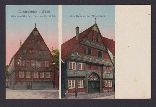 Ansichtskarte Wiedenbrück Westfalen Künstlerkarte Westfälisches Haus a.