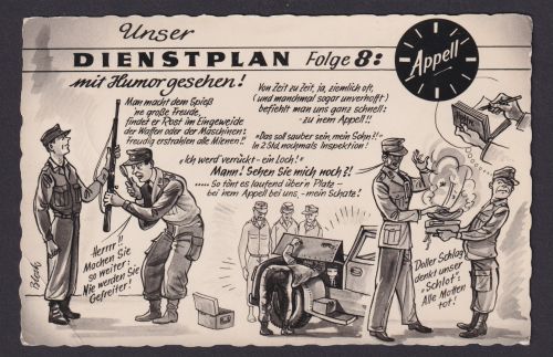 Ansichtskarte Scherzkarte Unser Dienstplan Militär ab Allendorf Hessen n.