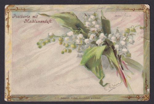 Ansichtskarte Künstlerkarte Maiblumen Duftkarte n. Pohnsdorf Schleswig Holstein