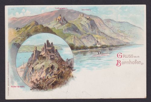 Ansichtskarte Bornhofen Rheinland Pfalz Liebenstein Sternberg Kloster Bornhofen